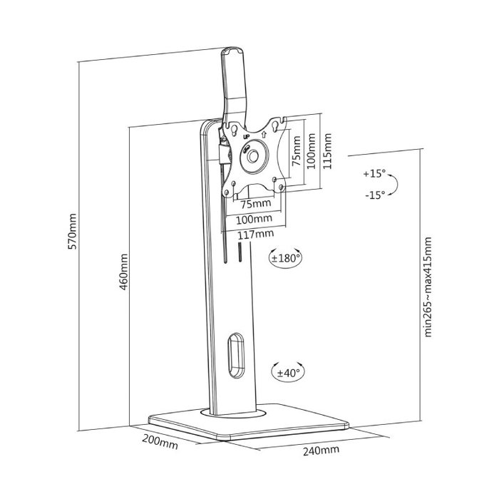 Aisens Soporte de Mesa Pro DT32TSR-063 Negro para Monitor/TV 17-32